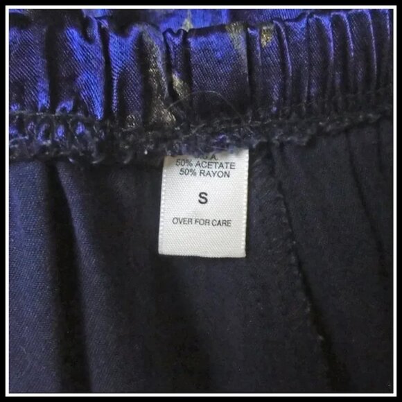 Satin Lounge Pants 40s Style Heavy Trousers Vintage Formal Pant Bluecore - Picture 3 of 11